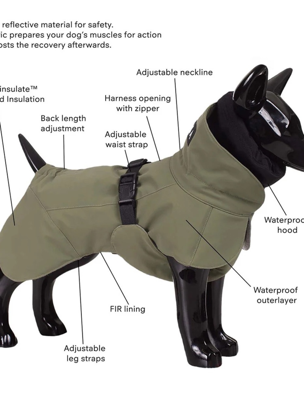 PAIKKA WATERPROOF WINTER DOG JACKET - GREEN